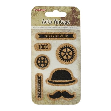 Naklejki korkowe ScrapBerry's Auto Vintage, 7szt